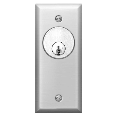 SDC 702NU 6 Amp Key Switch Assembly Narrow Momentary SPDT Contact 20 Gauge Stainless Steel Faceplate Satin Stainless Steel 702NU