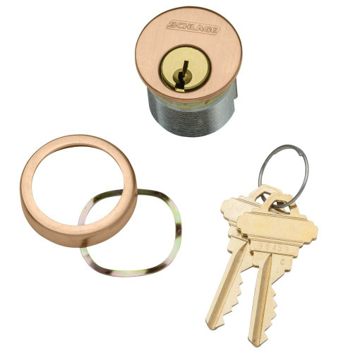 Schlage 30-001 C 118 612 1-1/8 In Mortise Cylinder 6-pin C Keyway Keyed Different Schlage L Cam Compression Ring & Spring 2 Keys Satin Bronze Clear Coated Finish Non-handed 30-001 C 118 612