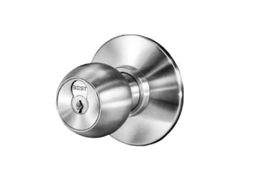 BEST 8KW37DEU4DSTK626 Fail Secure 24VDC Cylindrical Knob Lock 4D Design Satin Chrome