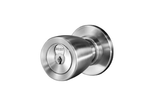 BEST 8KW37DEL6CS3626RQE Fail Safe 24VDC Cylindrical Knob Lock 6C Design Request to Exit Satin Chrome