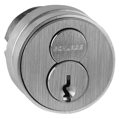 Schlage 20-061 ICA 626 1-1/2 In FSIC Mortise Cylinder 6-pin ICA Keyway Construction Straight Cam Compression Ring Spring 3/8 In Blocking Ring 0 Keys Satin Chrome Finish Non-handed 20-061 ICA 626