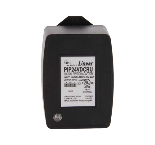 Nortek PIP24VDC Plug-In Power Supply EISA Compliant Auto-Resetting Poly Fuse 120 VAC input 24 VDC Output at 1000 mA 1 Amp Maximum PIP24VDC