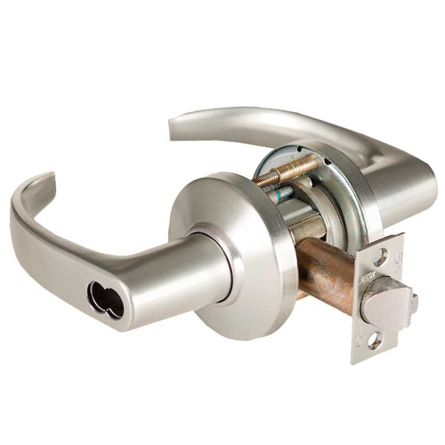 BEST 9K37AB14CSTK619RQE Grade 1 Entrance Cylindrical Lock 14 Lever C Rose SFIC Prep Less Core 2-3/4 Backset 2-3/4 ANSI Strike Request to Exit Satin Nickel Finish Non-Handed 9K37AB14CSTK619RQE