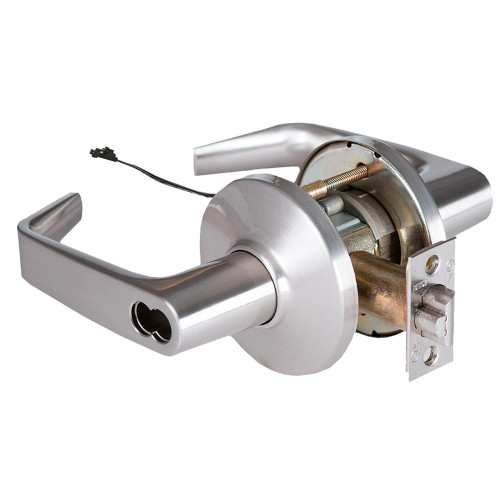 BEST 9KW37DEU15DS3626RQEC Grade 1 Electric Cylindrical Lock Electronically Unlocked 2-3/4 Backset Fail Secure 24 VDC 15D Design Request to Exit Satin Chrome