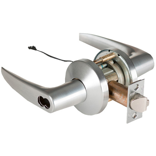BEST 9KW37DEL16KSTK626RQE Grade 1 Electric Cylindrical Lock Electronically Locked 2-3/4 Backset Fail Safe 24VDC 16K Design Request to Exit Satin Chrome