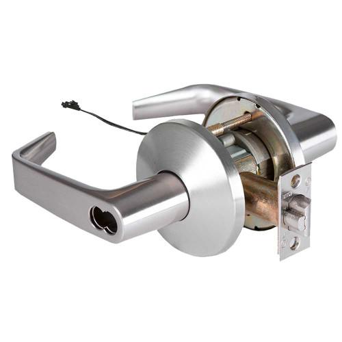 BEST 9KW47DEL15LSTK626RQE Grade 1 Electric Cylindrical Lock Electronically Locked 3-3/4 Backset Fail Safe 24VDC 15L Design Request to Exit Satin Chrome 9KW47DEL15LSTK626RQE