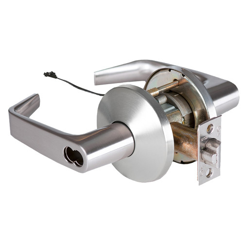BEST 9KW57DEL15LSTK626 Grade 1 Electric Cylindrical Lock Electronically Locked 5 Backset Fail Safe 24VDC 15L Design Satin Chrome