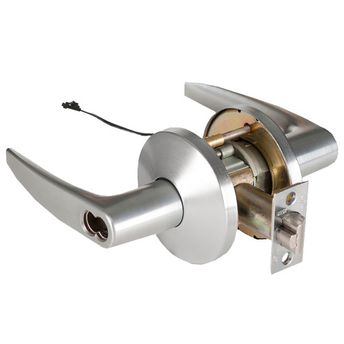 BEST 9KW47DEU16LSTK626RQE Grade 1 Electric Cylindrical Lock Electronically Unlocked 3-3/4 Backset Fail Secure 24VDC 16L Design Request to Exit Satin Chrome