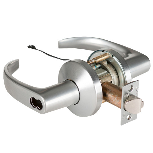 BEST 9KW57DEL14KSTK626RQE Grade 1 Electric Cylindrical Lock Electronically Locked 5 Backset Fail Safe 24VDC 14K Design Request to Exit Satin Chrome