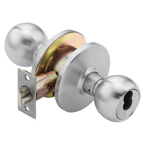 BEST 6K37AB4DS3626 Grade 2 Office Cylindrical Lock Round Knob SFIC Less Core Satin Chrome Finish Non-handed
