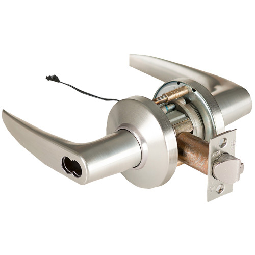 BEST 9KW47DEL16CSTK619 Grade 1 Electric Cylindrical Lock Electronically Locked 3-3/4 Backset Fail Safe 24VDC 16C Design Satin Nickel