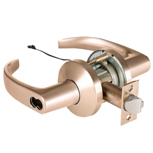 BEST 9KW57DEL14KS3612RQE Grade 1 Electric Cylindrical Lock Electronically Locked 5 Backset Fail Safe 24VDC 14K Design Request to Exit Satin Bronze 9KW57DEL14KS3612RQE