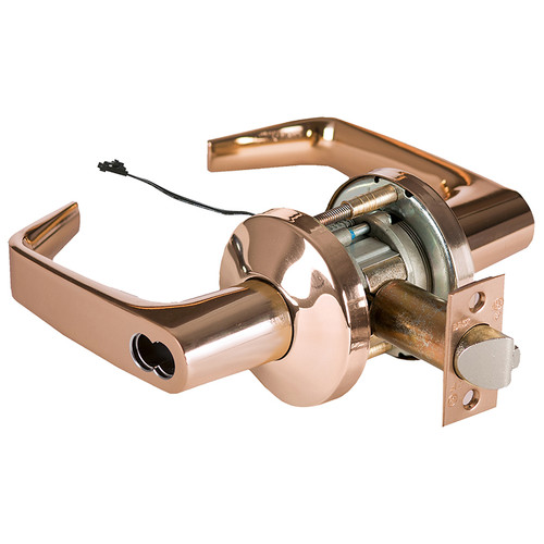 BEST 9KW57DEL15KS3611RQE Grade 1 Electric Cylindrical Lock Electronically Locked 5 Backset Fail Safe 24VDC 15K Design Request to Exit Bright Bronze