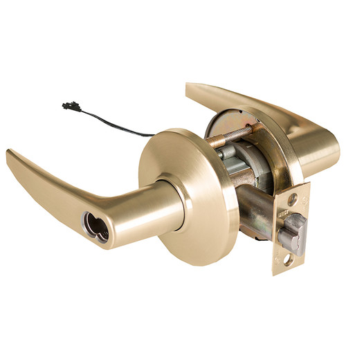 BEST 9KW47DEU16DS3606 Grade 1 Electric Cylindrical Lock Electronically Unlocked 3-3/4 Backset Fail Secure 24VDC 16D Design Satin Brass