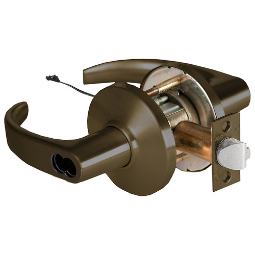 BEST 9KW47DEL14DSTK613RQE Grade 1 Electric Cylindrical Lock Electronically Locked 3-3/4 Backset Fail Safe 24VDC 14D Design Request to Exit Oil Rubbed Bronze