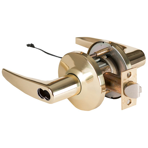 BEST 9KW57DEL16LSTK605 Grade 1 Electric Cylindrical Lock Electronically Locked 5 Backset Fail Safe 24VDC 16L Design Bright Brass