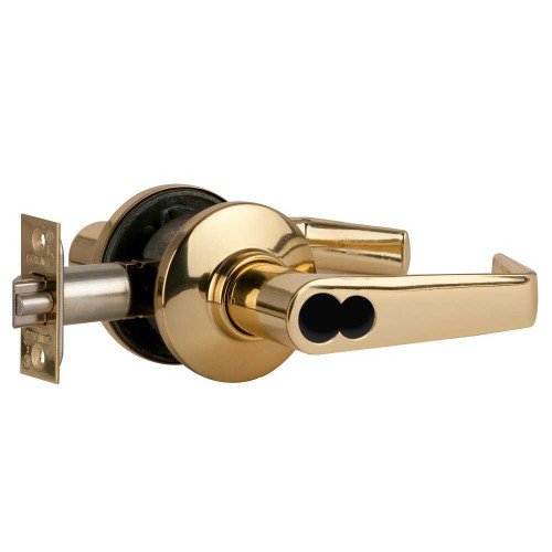 Schlage S51JD SAT 605 Grade 2 Tubular Lock Entrance/Office Function Schlage FSIC Less Core Saturn Lever Bright Brass Finish Non-Handed S51JD SAT 605