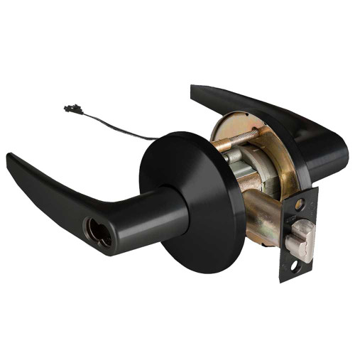 BEST 9KW47DEL16LS3622RQE Grade 1 Electric Cylindrical Lock Electronically Locked 3-3/4 Backset Fail Safe 24VDC 16L Design Request to Exit Flat Black 9KW47DEL16LS3622RQE