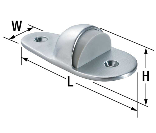 Rockwood 445 US26D Heavy Duty Door Stop 1-1/8 In Height 2 In by 4 In Base Plastic and Lead Anchor Fasteners Satin Chrome 445 US26D