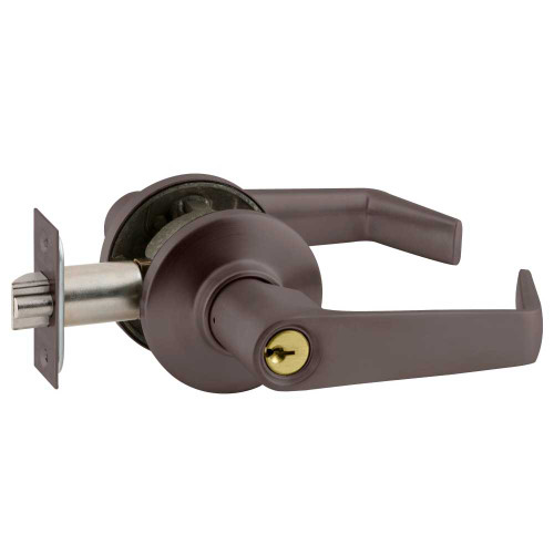 Schlage S51PD SAT 613 Grade 2 Tubular Lock Entrance/Office Function Key in Lever Cylinder Saturn Lever Oil-Rubbed Bronze Finish Non-Handed S51PD SAT 613