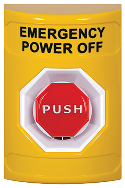 STI SS2202PO-EN Stopper Station Yellow No Cover Key-to-Reset Illuminated EMERGENCY POWER SHUT OFF English