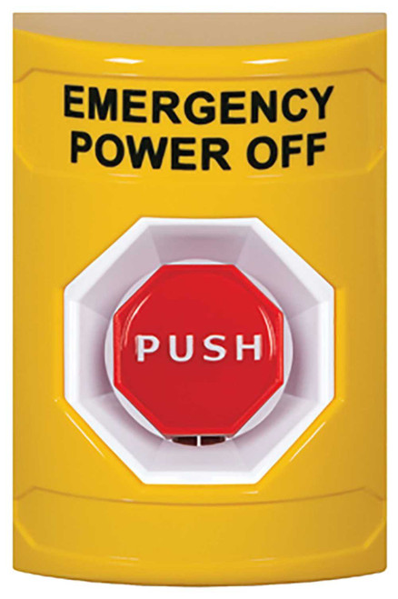 STI SS2202PO-EN Stopper Station Yellow No Cover Key-to-Reset Illuminated EMERGENCY POWER SHUT OFF English SS2202PO-EN