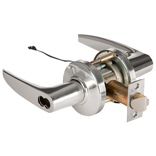 BEST 9KW57DEU16CS3625 Grade 1 Electric Cylindrical Lock Electronically Unlocked 5 Backset Fail Secure 24VDC 16C Design Bright Chrome