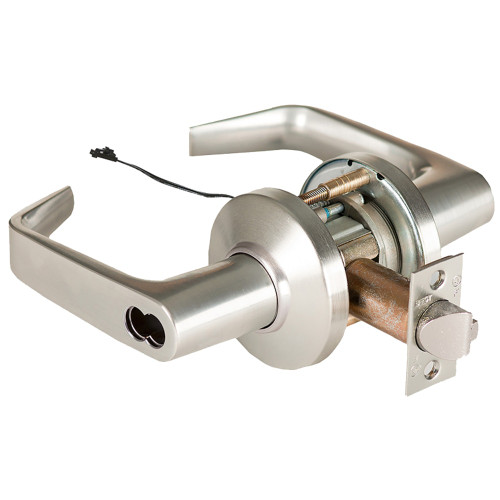 BEST 9KW47DEL15CSTK619RQE Grade 1 Electric Cylindrical Lock Electronically Locked 3-3/4 Backset Fail Safe 24VDC 15C Design Request to Exit Satin Nickel