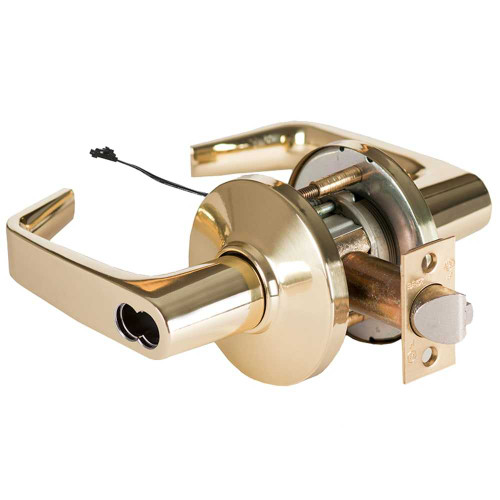 BEST 9KW47DEL15DS3605 Grade 1 Electric Cylindrical Lock Electronically Locked 3-3/4 Backset Fail Safe 24VDC 15D Design Bright Brass 9KW47DEL15DS3605