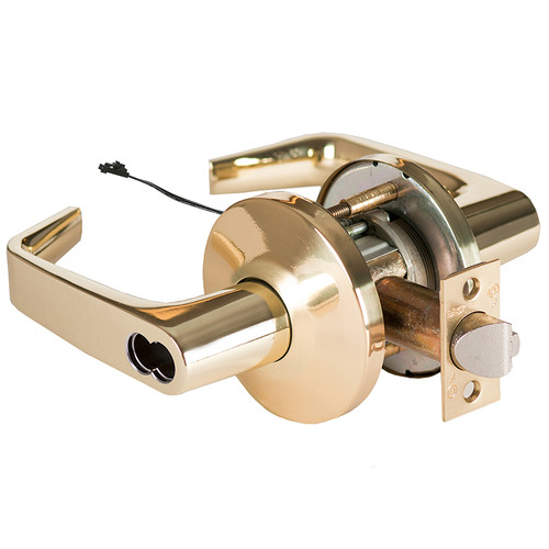 BEST 9KW47DEL15LSTK605 Grade 1 Electric Cylindrical Lock Electronically Locked 3-3/4 Backset Fail Safe 24VDC 15L Design Bright Brass