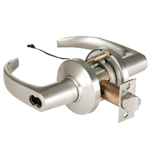 BEST 9KW57DEL14CSTK619RQE Grade 1 Electric Cylindrical Lock Electronically Locked 5 Backset Fail Safe 24VDC 14C Design Request to Exit Satin Nickel 9KW57DEL14CSTK619RQE