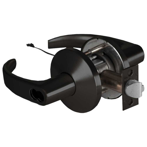 BEST 9KW47DEL14LSTK622RQE Grade 1 Electric Cylindrical Lock Electronically Locked 3-3/4 Backset Fail Safe 24VDC 14L Design Request to Exit Flat Black 9KW47DEL14LSTK622RQE