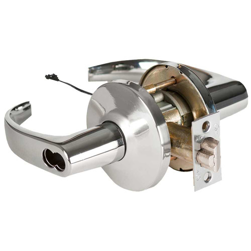 BEST 9KW47DEU14LS3625 Grade 1 Electric Cylindrical Lock Electronically Unlocked 3-3/4 Backset Fail Secure 24VDC 14L Design Bright Chrome 9KW47DEU14LS3625