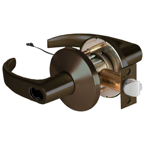 BEST 9KW47DEU14LS3690 Grade 1 Electric Cylindrical Lock Electronically Unlocked 3-3/4 Backset Fail Secure 24VDC 14L Design Dark Bronze 9KW47DEU14LS3690