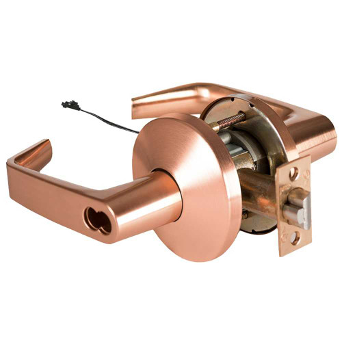 BEST 9KW37DEL15LS3612RQE Grade 1 Electric Cylindrical Lock Electronically Locked 2-3/4 Backset Fail Safe 24VDC 15L Design Request to Exit Satin Bronze 9KW37DEL15LS3612RQE