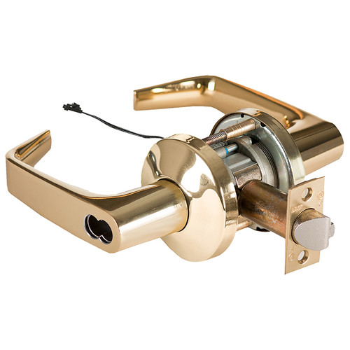 BEST 9KW47DEL15KS3605 Grade 1 Electric Cylindrical Lock Electronically Locked 3-3/4 Backset Fail Safe 24VDC 15K Design Bright Brass