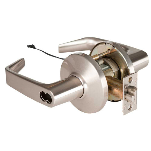 BEST 9KW57DEL15DS3619RQE Grade 1 Electric Cylindrical Lock Electronically Locked 5 Backset Fail Safe 24VDC 15D Design Request to Exit Satin Nickel 9KW57DEL15DS3619RQE