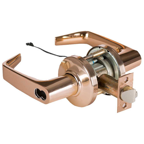 BEST 9KW47DEL15CS3611RQE Grade 1 Electric Cylindrical Lock Electronically Locked 3-3/4 Backset Fail Safe 24VDC 15C Design Request to Exit Bright Bronze 9KW47DEL15CS3611RQE