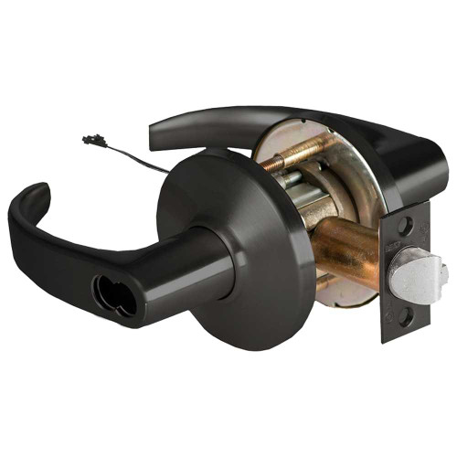 BEST 9KW57DEL14DS3622 Grade 1 Electric Cylindrical Lock Electronically Locked 5 Backset Fail Safe 24VDC 14D Design Flat Black 9KW57DEL14DS3622