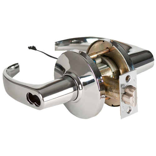 BEST 9KW57DEL14DS3625 Grade 1 Electric Cylindrical Lock Electronically Locked 5 Backset Fail Safe 24VDC 14D Design Bright Chrome