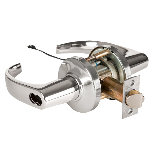 BEST 9KW57DEL14CSTK625 Grade 1 Electric Cylindrical Lock Electronically Locked 5 Backset Fail Safe 24VDC 14C Design Bright Chrome