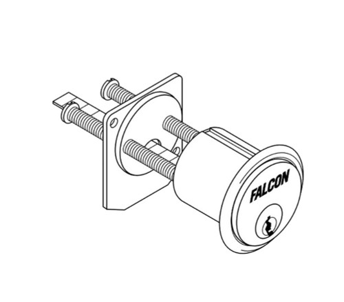 Falcon 951 G 626 Rim Cylinder 6-Pin G Keyway Keyed Different 2 Cut Keys Satin Chrome Finish Non-Handed 951 G 626