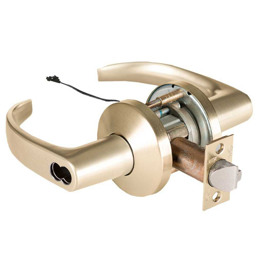 BEST 9KW57DEU14KS3606RQE Grade 1 Electric Cylindrical Lock Electronically Unlocked 5 Backset Fail Secure 24VDC 14K Design Request to Exit Satin Brass 9KW57DEU14KS3606RQE