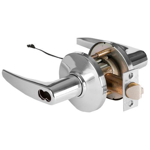 BEST 9KW47DEU16DSTK625RQE Grade 1 Electric Cylindrical Lock Electronically Unlocked 3-3/4 Backset Fail Secure 24VDC 16D Design Request to Exit Bright Chrome