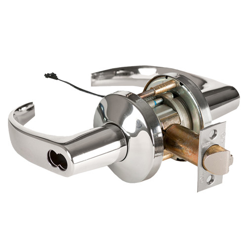 BEST 9KW57DEU14KSTK625 Grade 1 Electric Cylindrical Lock Electronically Unlocked 5 Backset Fail Secure 24VDC 14K Design Bright Chrome