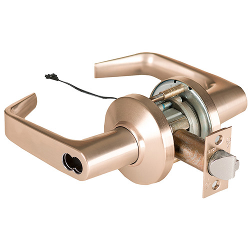 BEST 9KW47DEL15CSTK612 Grade 1 Electric Cylindrical Lock Electronically Locked 3-3/4 Backset Fail Safe 24VDC 15C Design Satin Bronze