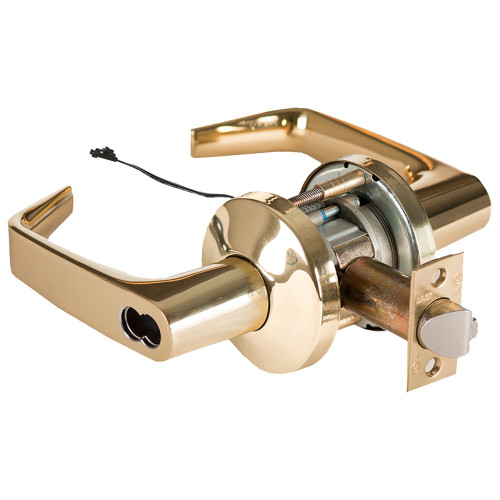 BEST 9KW37DEU15KS3605 Grade 1 Electric Cylindrical Lock Electronically Unlocked 2-3/4 Backset Fail Secure 24VDC 15K Design Bright Brass