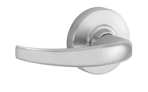 ACSI ACND96LDEL SPA 626 24V Grade 1 Electric Cylindrical Lock Vandlgard Storeroom Electrical Fail Safe Function 24VAC/DC 2-3/4 Backset Sparta Lever 3-7/16 Diameter Rose Less Cylinder Satin Chrome Finish Non-Handed ACND96LDEL SPA 626 24V