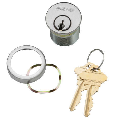 Schlage 30-001 C 134 626 1-3/4 In Mortise Cylinder 6-pin C Keyway Keyed Different Schlage L Cam Compression Ring & Spring 2 Keys Satin Chrome Finish Non-handed 30-001 C 134 626