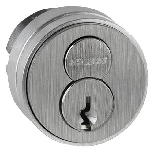Schlage 20-062 C 626 1-1/2 In FSIC Mortise Cylinder 6-pin C Keyway 1 Bitted Adams Rite Cam Compression Ring Spring 3/16 In & 3/8 In Blocking Rings 2 Keys Satin Chrome Finish Non-handed